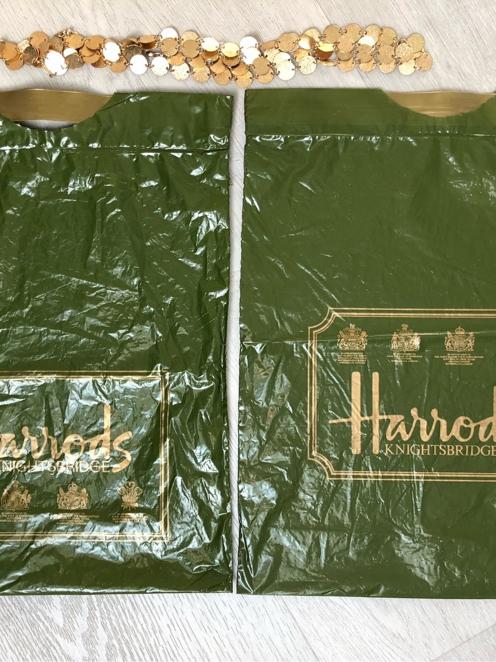 Vintage Rare 80’s Harrods Shopping Bags HRH Queen Elizabeth Duke Prince Seals